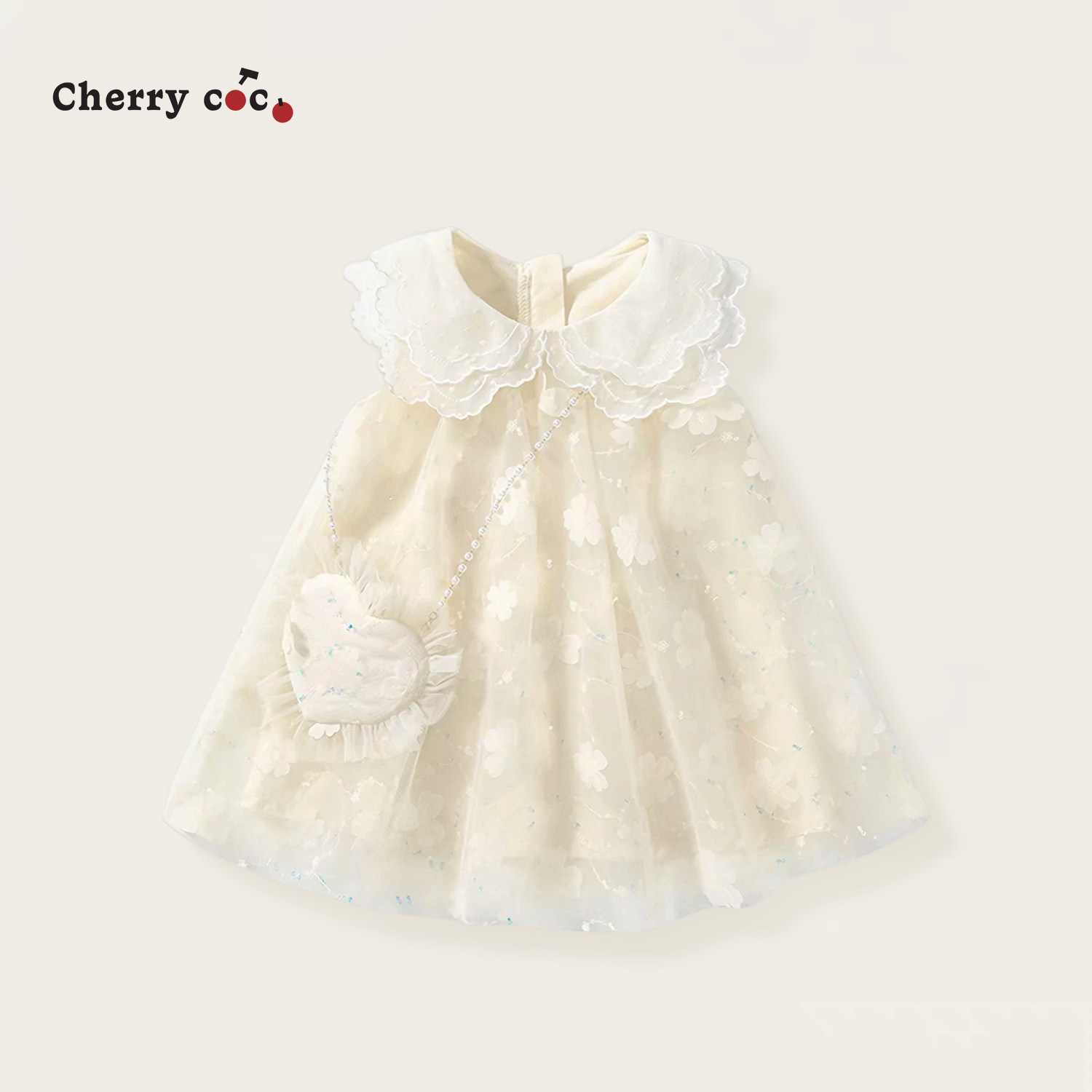 CHERRYCOCO女童连衣裙夏季新款女宝宝甜美娃娃领公主裙儿童纱裙
