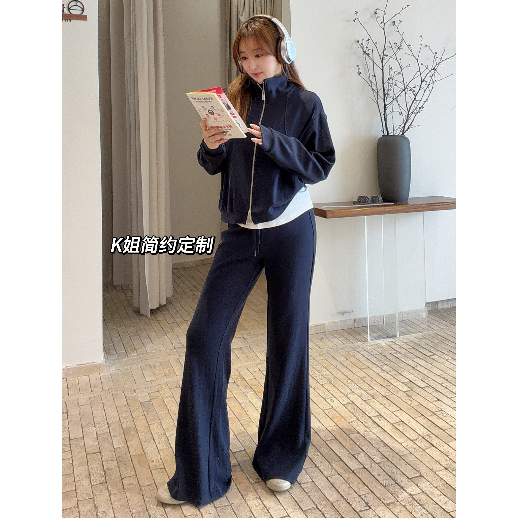2026秋季新款时尚宽松休闲上衣直筒裤子显瘦百搭两件套