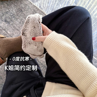 2025冬季新款复古长毛绒加厚直筒牛仔裤女高腰显瘦加绒裤子