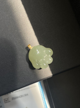 ZHAZHA新款时尚简约百搭小众18K金扣和田玉猫爪吊坠女 高级感项链