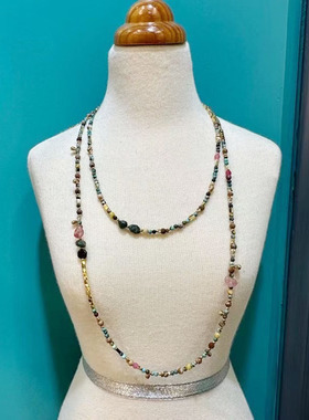 ZHAZHA韩国新款时尚简约百搭小众设计感虎眼石项链女高级感长项链