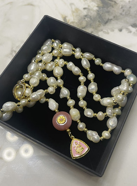 ZHAZHA韩国新款时尚简约百搭款珍珠项链女小众设计感锁骨链毛衣链