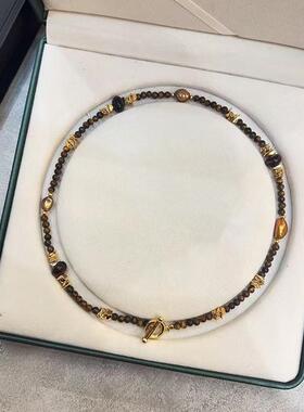 ldquo天然石秋冬棕色锁骨链