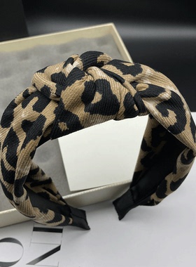 发箍百搭外出网红时尚简约气质高颅顶豹纹打结秋冬复古成人女士