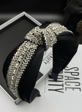 2022网红新款发箍女纯手工镶钻打结高级感头箍压发带成人宽边发卡