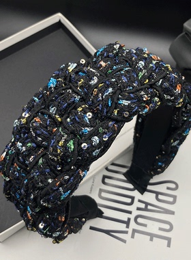 新款高颅顶发卡发箍女新款秋冬超宽边编织发箍头饰遮白发压发头箍