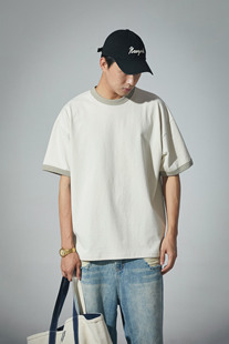 BPCALL救生员T恤成衣染美式廓形落肩风格宽松纯棉重磅T恤男女同款