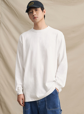 BPCALL 1.0纯棉廓形长袖Popeye风格百搭纯色基础款秋素T男女通款