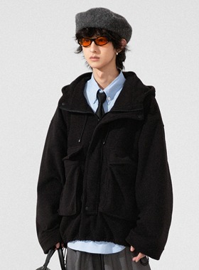 BPCALL25AW 摇粒绒双口袋画家cityboyr秋冬保暖百搭上衣boxy外套