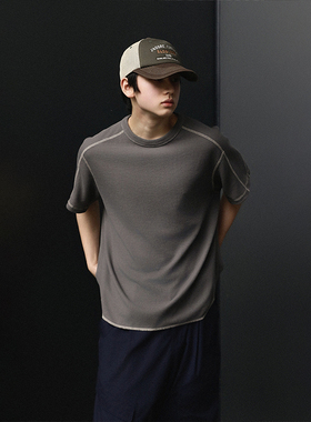 BPCALL25SS 十字架短袖简约纯色华夫格设计款春夏新品男女通款