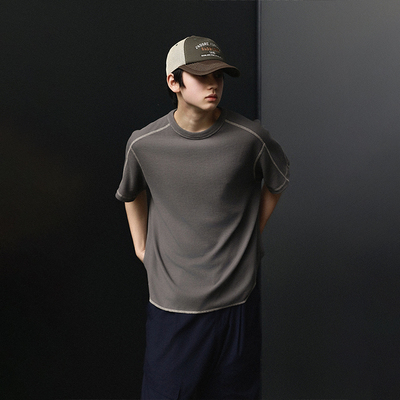 BPCALL25SS 十字架短袖简约纯色华夫格设计款春夏新品男女通款