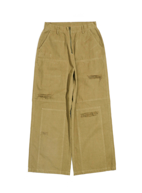 BPCALL25AW 伐木长裤棉质重工复古工装磨破阔腿牛仔长裤vintage