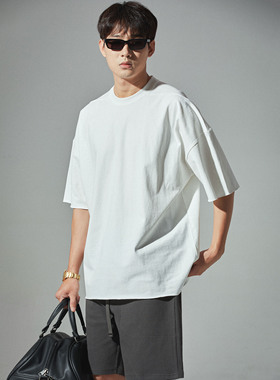 清货 BPCALL 1.0纯棉波塞冬不封边成衣染CityBoy廓形落肩宽T恤