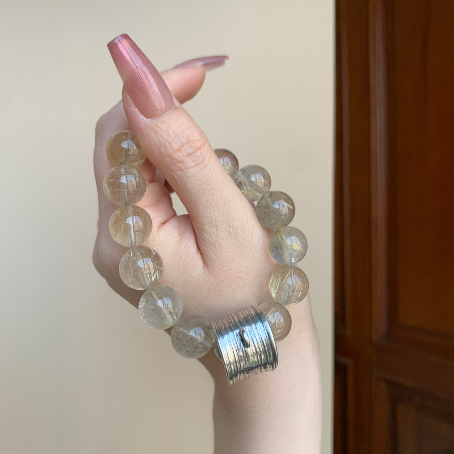 女水晶999足银复古招财水晶手串