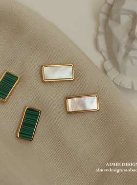 AimeeDesign 天然贝壳白色简约2020新款潮复古港风气质百搭耳环