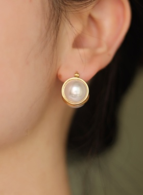 AimeeDesign 双面马贝2022年秋冬新款气质高级感轻奢百搭珍珠耳饰