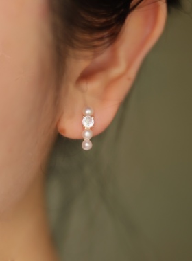 AimeeDesign珍珠镶钻复古法式耳环时尚百搭潮流小众轻奢设计款耳