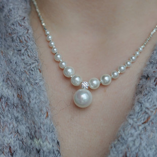 闪逆天了 小众设计 施家强光珍珠S925纯银碎银子项链渐变高级感女