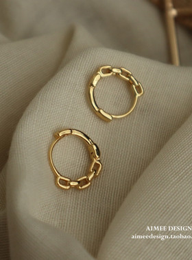 AimeeDesign 镀18k真金欧美耳圈复古高级链条个性大牌圆圈耳环