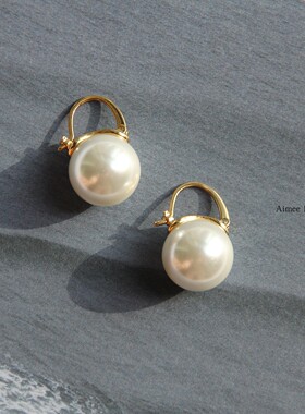 AimeeDesign【巴洛克】ins同款欧美复古夸张灰珍珠耳扣耳坠耳环