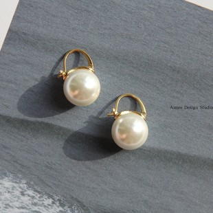 欧美复古夸张灰珍珠耳扣耳坠耳环 ins同款 AimeeDesign 巴洛克