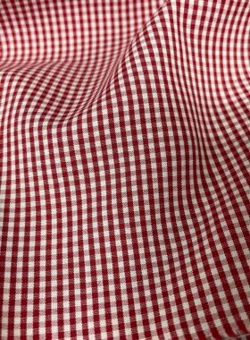 红白小格子纯棉色织女童裙子面料