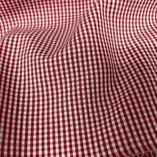 红白色超小格子纯棉色织面料女童衬衫连衣裙子服装面料手工DIY