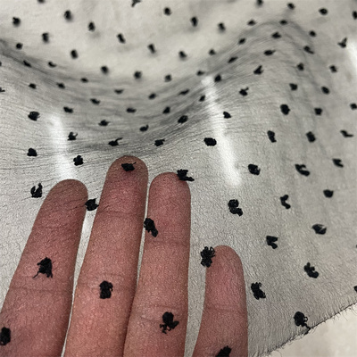 黑色点点提花硬网纱透明服装DIY
