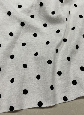 白色底黑色小波点纯棉针织布料薄款柔软夏季短袖T恤全棉服装面料