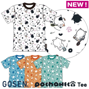 日本GOSEN高神羽毛球服猫咪卡通宽松T恤速干透气运动训练服上衣