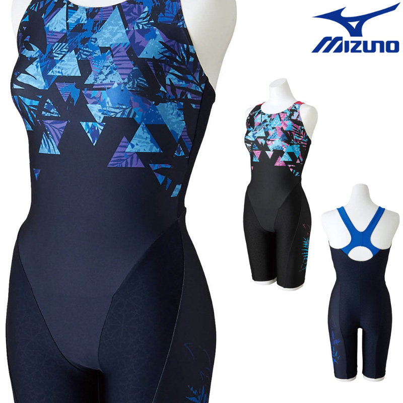 日本Mizuno美津浓连体平角游泳衣女生露背2022新款防水速干带胸垫