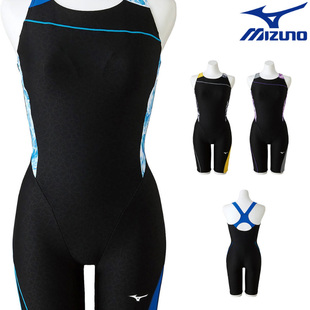 日本Mizuno美津浓连体平角游泳衣女士2022新款五分及膝防水带胸垫