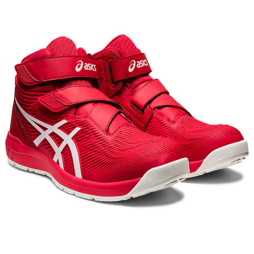 日本Asics亚瑟士安全鞋CP120-600经典红×白 腰带魔术高切中性
