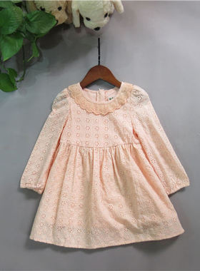 春秋款韩版童装连衣裙女童纯棉蕾丝裙68008
