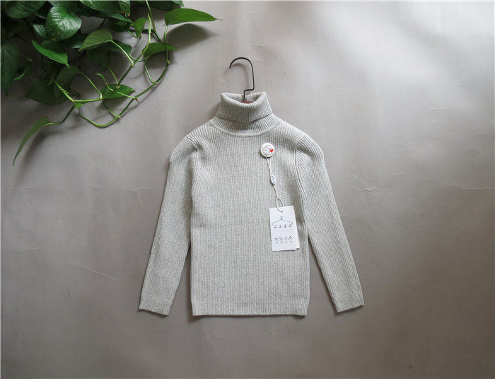 秋冬款巴沙丁丁童装高领毛衣纯棉保暖打底衫9050