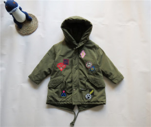 可*米冬款男童女童棉服儿童中款连帽休闲纯棉派克服