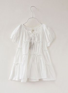 韩国宝儿夏款童装娃娃款长上衣女童舒适薄纯棉宽松大摆裙衫13503