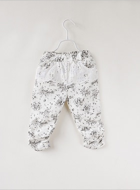 夏款宝儿童装七分裤女童舒适弹力裤黑白印花裤子13057