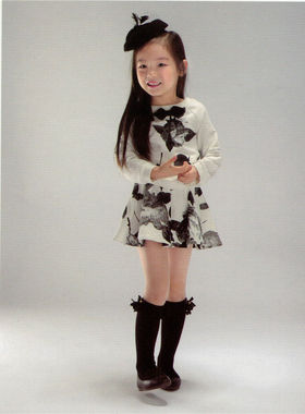 春秋款宝儿童装套装女童短款上衣+半裙休闲女童印花两件套16757