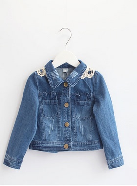 宝儿春款小童外套童装宝宝牛仔上衣纯棉茄克小兔短款外套16092