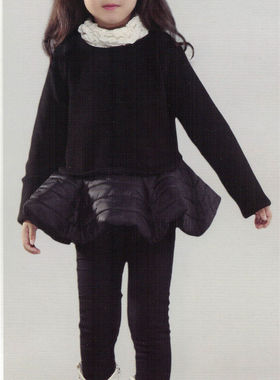 秋冬款宝儿童装上衣薄绒童装上衣女童圆领裙式上衣25677