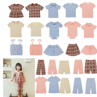 26春夏MP女童花边纯棉短袖T恤宝宝连衣裙印花百褶裙阔腿裤骑行裤