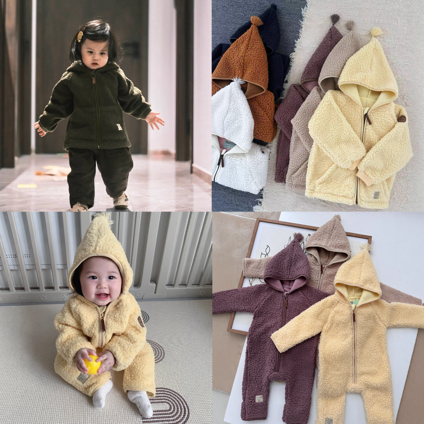摇粒绒羊羔绒精灵帽外套爬服