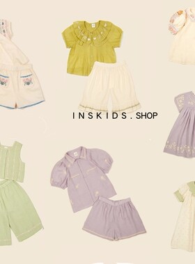 23春夏--女孩女童欧美风亚麻重工刺绣连衣裙