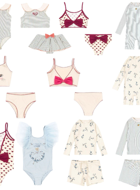 ins2025新款ks男女童泳衣宝宝防晒长袖分体泳装泳裤儿童吊带套装