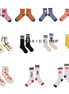 ins爆款bobo21SS春夏男童女童精梳棉短袜宝宝百搭中筒袜儿童袜子