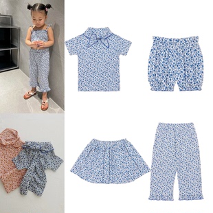 2026夏季童装mp新款女童有机匹马棉领结短袖T恤宝宝阔腿裤灯笼裤