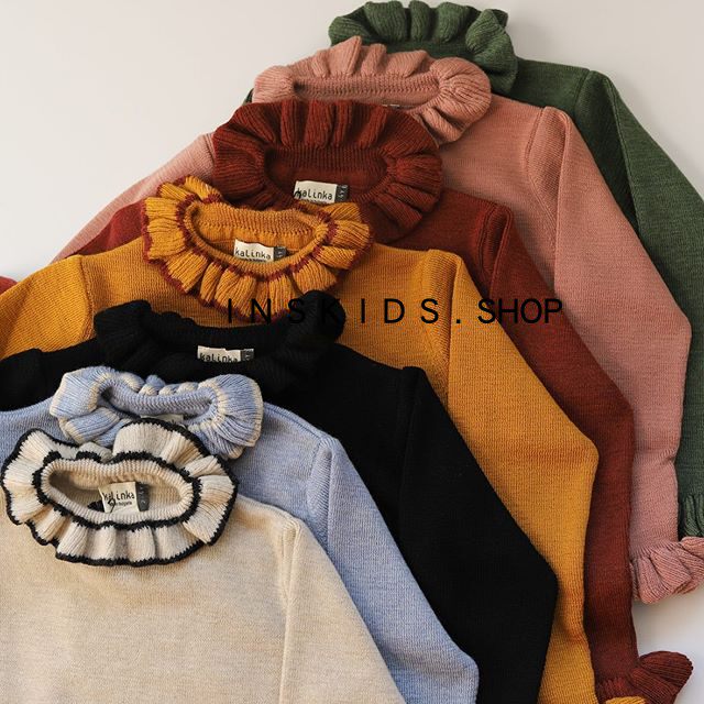 ins爆款Kalinka20冬款 女童打底长袖毛衣女宝宝木耳花边领针织衫,童装/婴儿装/亲子装,毛衣/针织衫,淘宝优惠券,粉丝福利购,淘宝优惠卷