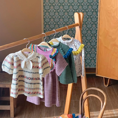 长袖T娃娃领开衫针织短裙连衣裙