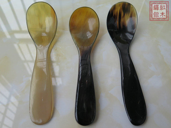 天然水牛角调羹汤匙勺餐具咖啡搅拌圆勺蜂蜜勺茶叶勺加厚正品保障